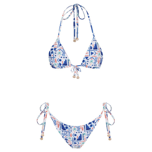 Triangle Bikini Set-Aegean Sea-0